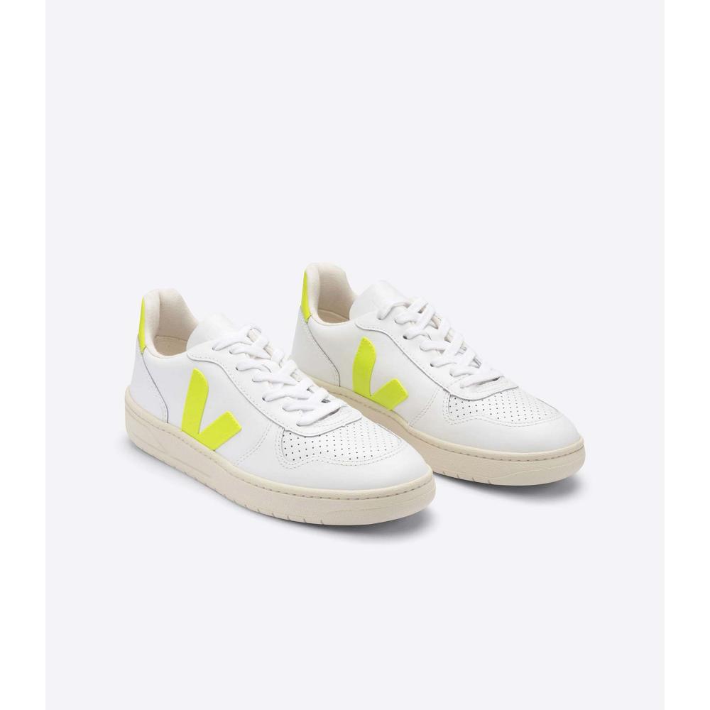 Veja V-10 LEATHER Sneakers Dames White/Mint | BE 647HAP